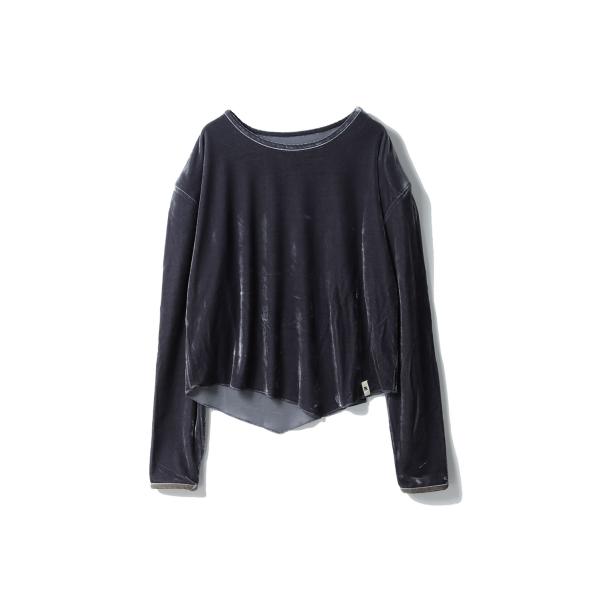 【P5倍 / SALE】Velour Drop Shoulder Top - CHARCOAL GR...