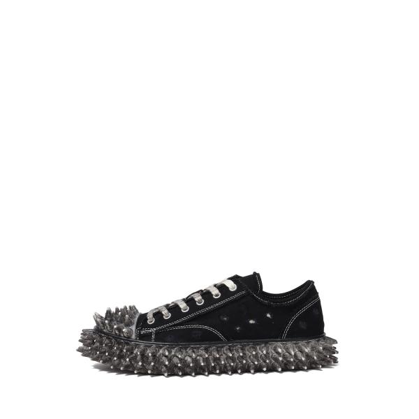 DIRTY SPIKE TOE CAP CANVAS SNEAKER - BLACK (26SS76...