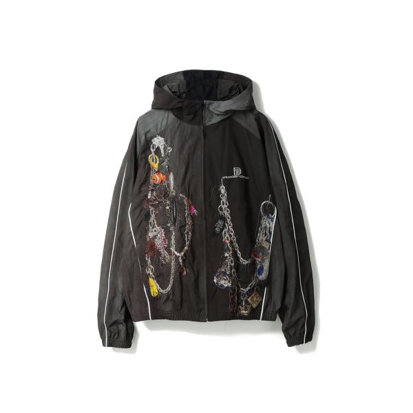 EMBROIDERED CHAIN TRACK JACKET - CHACOAL (26SS22BL...