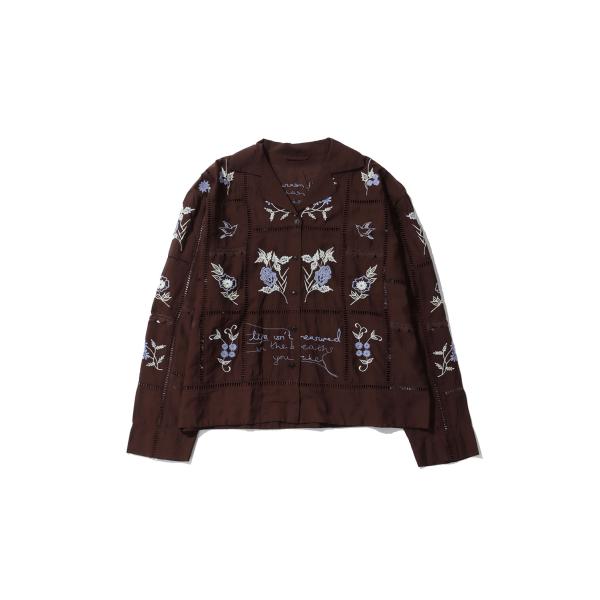 Embroidery Patchwork Shirts - BURGUNDY (12610428) ...