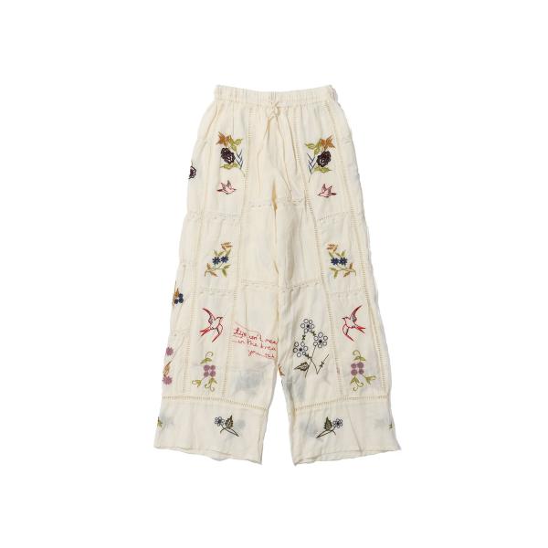Embroidery Patchwork Trousers - ECRU (12610719) To...