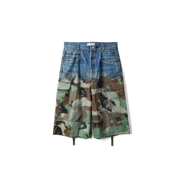 GradationPrintedDenimPants x Cargo Shorts - Navy x...