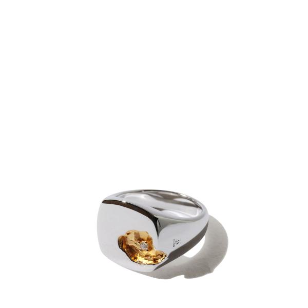 Mined Ring Large Diamond - SILVER / WHITE LARGE DI...