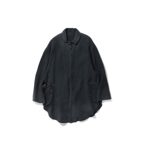 BLACK LINEN SHIRT JACKET / BLACK (PC-021-3885) Por...