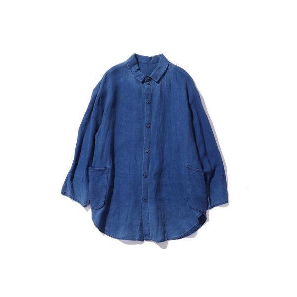 INDIGO LINEN SHIRT JACKET / BLUE (PC-021-3889) Por...