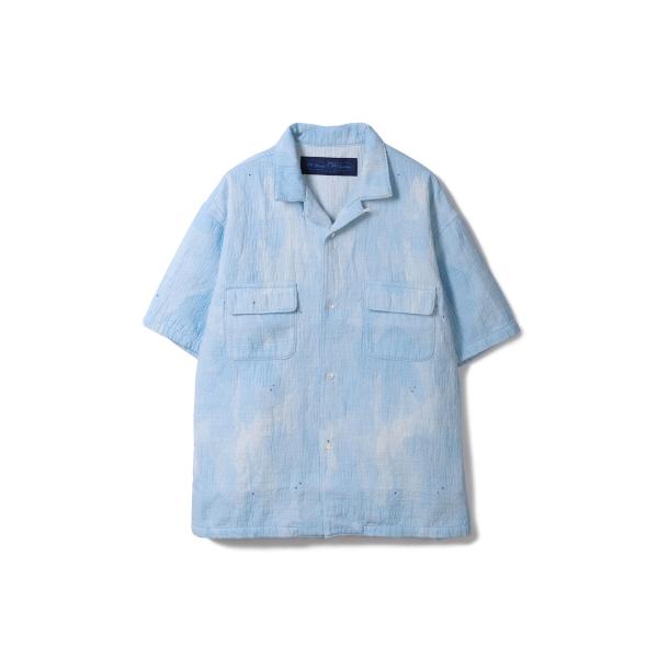 PAINTED SASHIKO WATERCOLOR KAIKIN SHIRT / LIGHT BL...