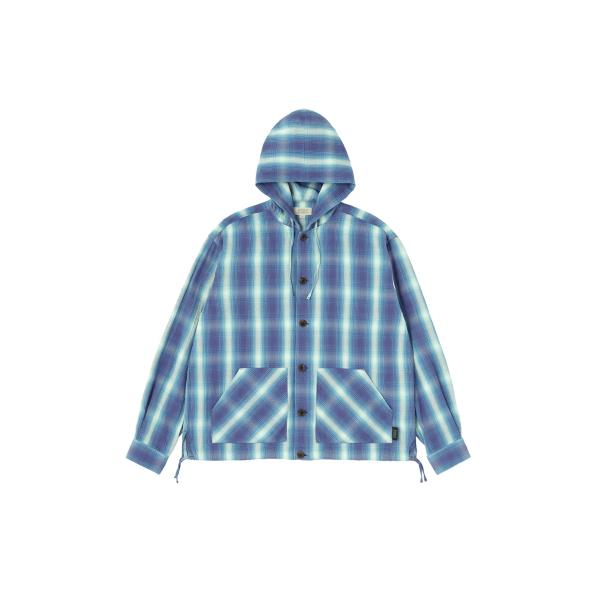 Ombre Plaid Hooded Shirt - Navy Plaid (SD26S-SH03)...