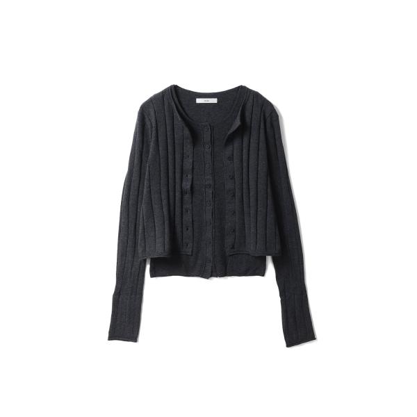 Cotton Layered Cardigan - CHARCOAL GRAY (62610502)...