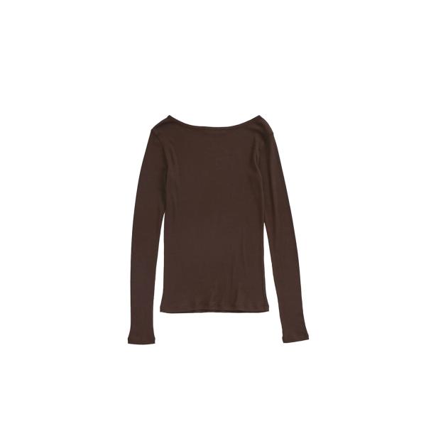 SHEER RIB LONG SLEEVE TEE - 48 BROWN (26SMSCU07) S...