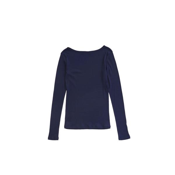 SHEER RIB LONG SLEEVE TEE - 85 NAVY (26SMSCU07) Sh...