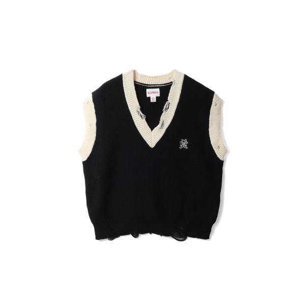 School V-neck Vest - BLACK (G16VT062) KAMIYA(カミヤ)