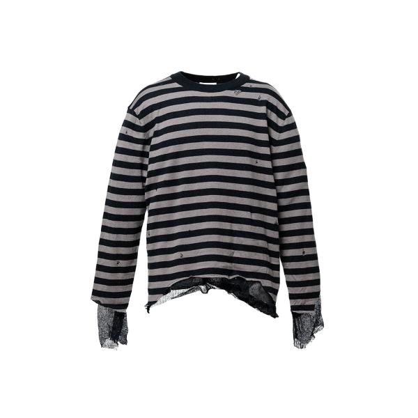 Layered Horizontal Striped Knit - BLACK (G16PO066)...