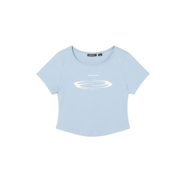 W Squareneck Cropped Symbol T Shirt  - SKY BLUE (O...