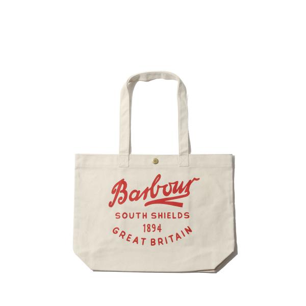 SCRIPT TOTE BAG - RED LOGO (UBA0752) Barbour(バブアー)