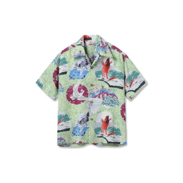 JAPANESE QUAINT DESIGN S/S RAYON HAWAIIAN SHIRT - ...