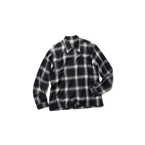 WOOL Super 140' TROPICAL OPEN SHIRT - BLACK (GL296...