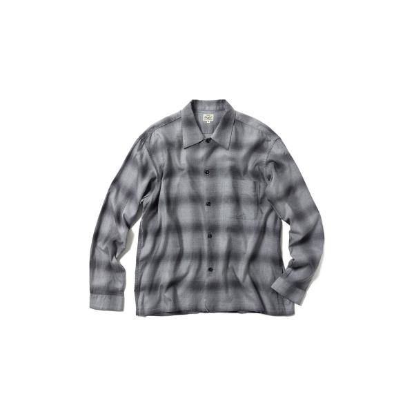 COTTON/SILK NEL CHECK OPEN SHIRT - GRAY (GL29646) ...
