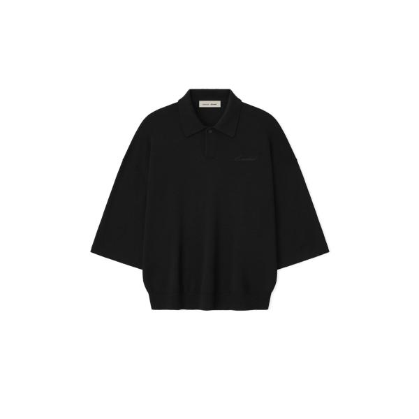 SIGNATURE 3/4 SLEEVE 90'S KNIT POLO - VINTAGE BLAC...