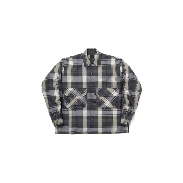 TECH SPORTS OPEN COLLAR SHIRT L/S BIG TARTAN - BLA...