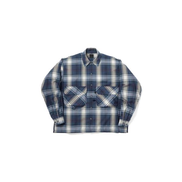 TECH SPORTS OPEN COLLAR SHIRT L/S BIG TARTAN - NAV...