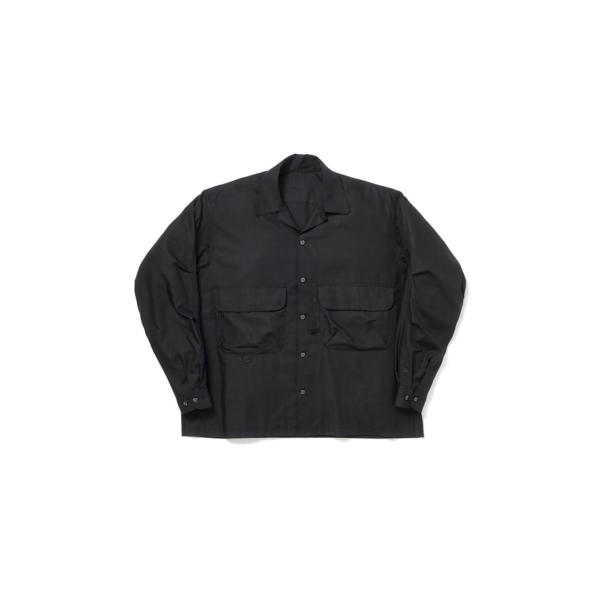 TECH SPORTS OPEN COLLAR SHIRT L/S SOLID - BLACK (B...