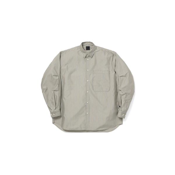 TECH REGULAR COLLAR SHIRT L/S STRIPE - LT.BROWN (B...