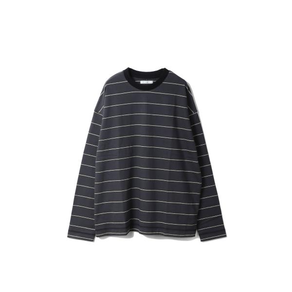 Border Loose Long T-shirts - CHARCOAL GRAY (626206...