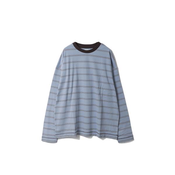 Border Loose Long T-shirts - ICE BLUE (62620620) a...