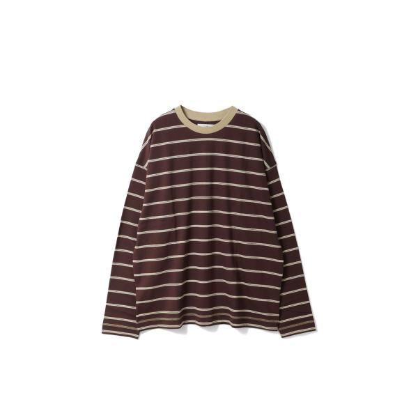 Border Loose Long T-shirts - BROWN (62620620) anuk...
