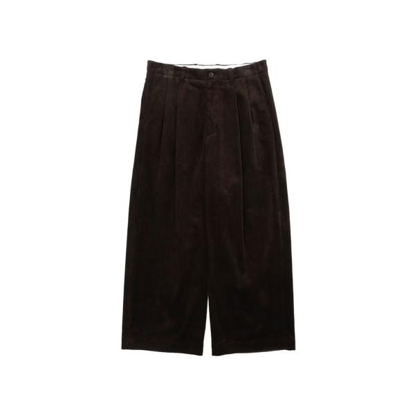 2TUCK WIDE CORDUROY TROUSERS - BROWN (263-60505) U...