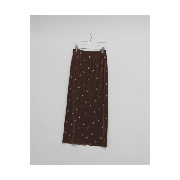 【予約会開催中】Petit Flower Velour Skirt - CHOCOLATE (126...
