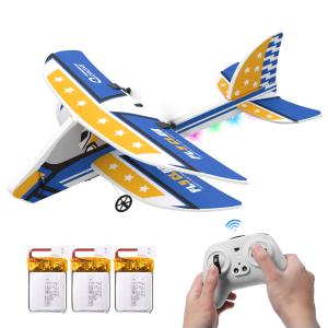 DEERC ラジコン 飛行機 グライダー 固定翼 RCキット 100g未満 おもちゃ バッテリー3個 LEDライト 頑丈 軽量 耐久性 耐衝撃性 2.4Ghz 子供 クリスマス プレゼント｜DEERCヤフー店