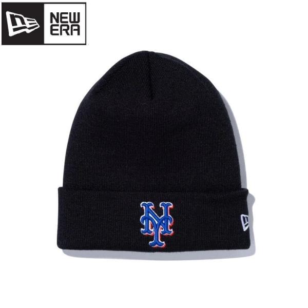 NEWERA ニューヨーク メッツ MLB ニット帽 刺繍 ユニセックス フリーサイズ 黒 ブラック...