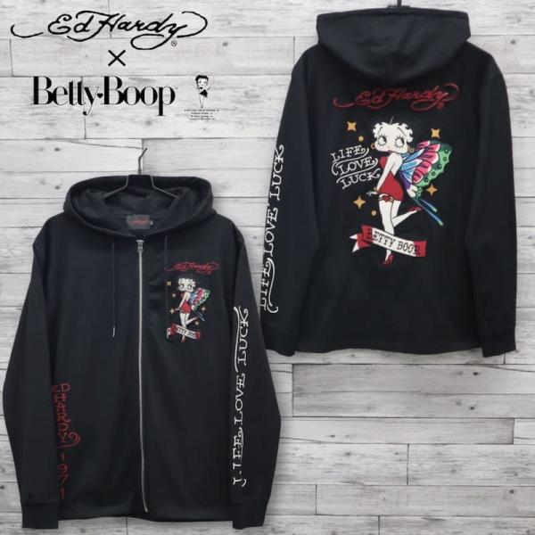 送料無料 メンズ Ed Hardy BETTY BOOP エドハーディー ベティーブープ コラボ 長...