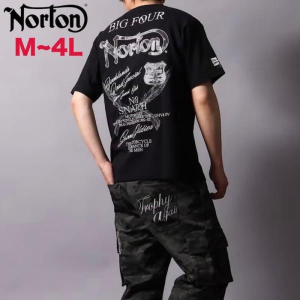送料無料 メンズ Norton ノートン 半袖 Tシャツ ティーシャツ 服 アパレル ロゴ 刺繍 ド...