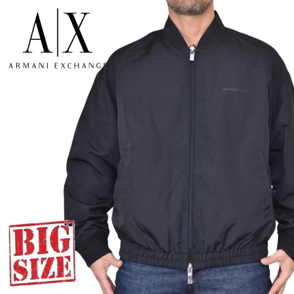 大きいサイズ メンズ アルマーニエクスチェンジ A/X フルジップ ボンバージャケット 黒 ブラック...