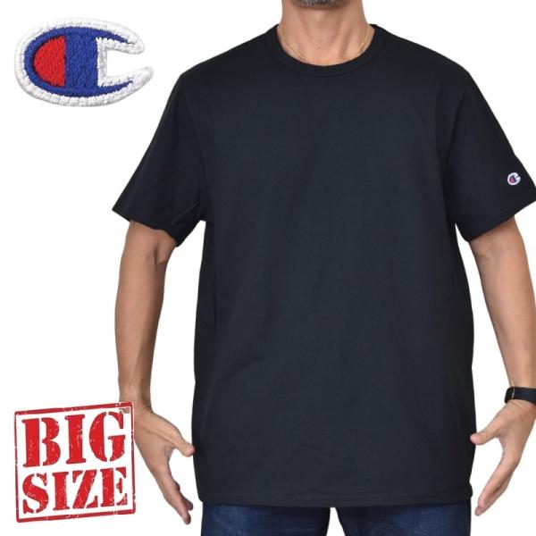 大きいサイズメンズ チャンピオン Champion 半袖Ｔシャツ クルーネック ワンポイント ヘリテ...