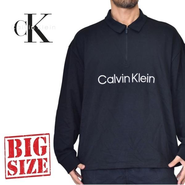 大きいサイズ メンズ CK Calvin Klein カルバンクライン ハーフジップ 長袖 スウェッ...