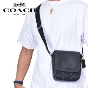 COACH コーチ ショルダーバッグ ポーチ 小さめ シグネチャー デニム レザー 革 メンズ レディース クロスボディ 黒 ブラック