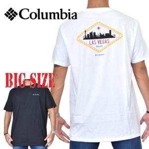 大きいサイズ メンズ Columbia コロンビア 半袖プリントＴシャツ 黒 ブラック 白 ホワイト ＵＳＡモデル XL XXL [M便 1/1]