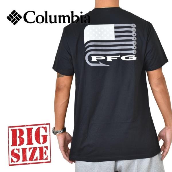 大きいサイズ メンズ Columbia コロンビア 半袖プリントＴシャツ 黒 ブラック ＵＳＡモデル...