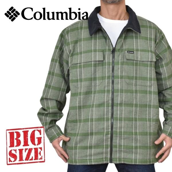 大きいサイズ メンズ COLUMBIA コロンビア 襟コーデュロイ切替 裏ボア チェック ブルゾン ...