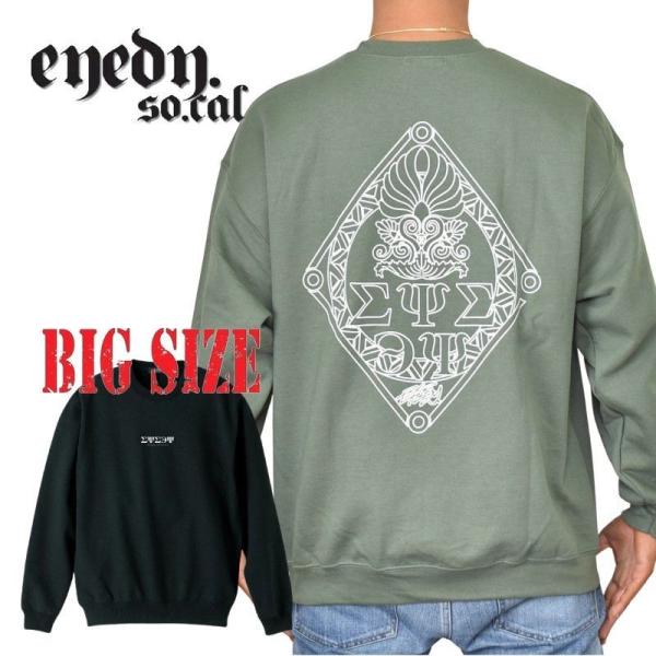 SALE 大きいサイズ メンズ EYEDY アイディー LINE LOGO スウェットシャツ トレー...