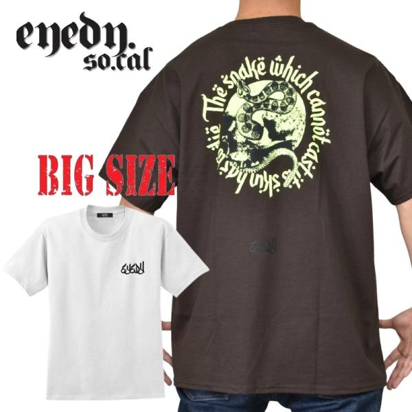 大きいサイズ メンズ EYEDY アイディー THE SNAKE 半袖Ｔシャツ 白 ホワイト ブラウ...