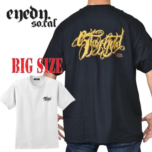 大きいサイズ メンズ EYEDY アイディー STAY GOLD 半袖Ｔシャツ 黒 白 ブラック ホ...