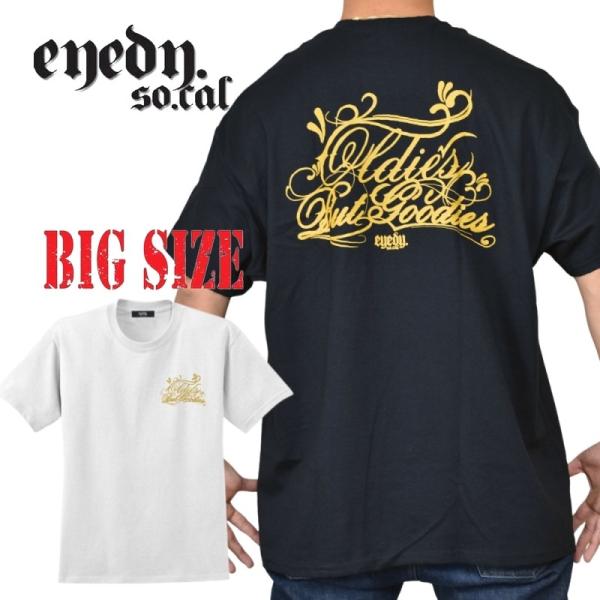 大きいサイズ メンズ EYEDY アイディー OLDIES 半袖Ｔシャツ 黒 白 ブラック ホワイト...