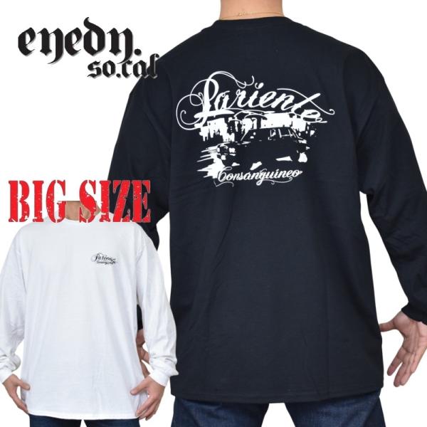 大きいサイズ メンズ EYEDY アイディー NINKYO ロンＴ 長袖Ｔシャツ 黒 ブラック 白 ...