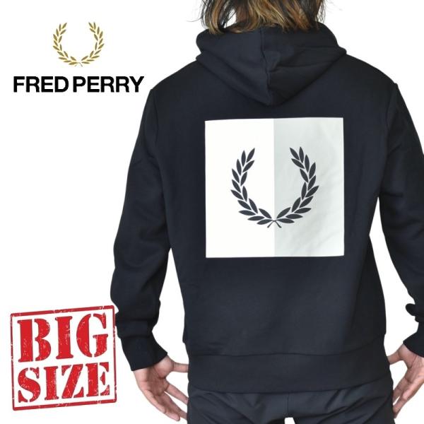 大きいサイズ メンズ FRED PERRY フレッドペリー パーカー フーディー スウェット バック...