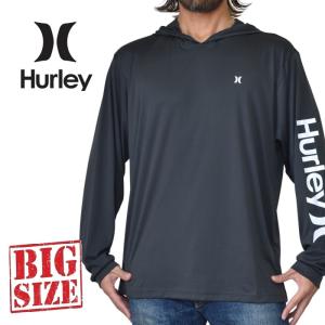 大きいサイズ メンズ Hurley ハーレー アームロゴ フード  長袖 ラッシュガード Ｔシャツ ロゴ 紫外線対策 水着 スイムウエア USAモデル XL XXL｜deff 大きいサイズメンズ専門店