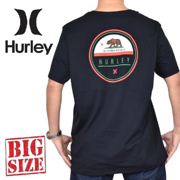大きいサイズ メンズ Hurley ハーレー 半袖 Ｔシャツ プリント 黒 ブラック カリフォルニア...
